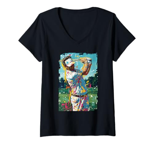 Damen Golfturnier Bogey Triumph Golf Green Birdie T-Shirt mit V-Ausschnitt von Golfer Perfect Swing Championship Win Par