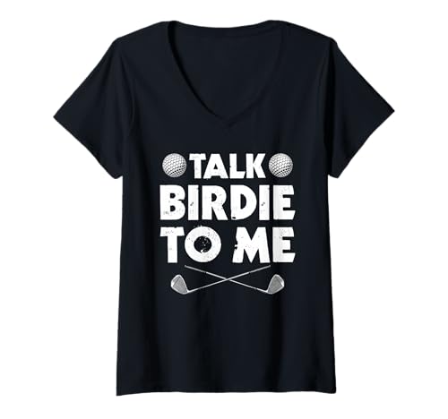 Damen Talk Birdie to me lustiges Golf Golfen Golfer T-Shirt mit V-Ausschnitt Damen Talk Birdie to me lustiges Golf Golfen Golfer T-Shirt mit V-Ausschnitt von Golfer Sprüche & lustige Golfspieler Outfits