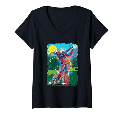 Damen Golf Season The Golfer's Drive Mountain Landschaft Golfwagen T-Shirt mit V-Ausschnitt Damen Golf Season The Golfer's Drive Mountain Landschaft Golfwagen T-Shirt mit V-Ausschnitt von Golfer's Powerful Swing Tee Shot Golf Club Hobby