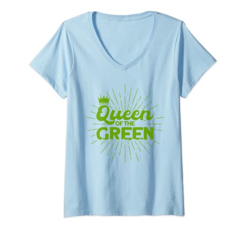 Damen Golf Vintage Königin des Grüns T-Shirt mit V-Ausschnitt von Golfer & Golfspieler Geschenk