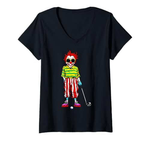 Damen Clowns Golf T-Shirt mit V-Ausschnitt Damen Clowns Golf T-Shirt mit V-Ausschnitt von Golfing Animals