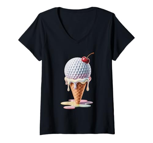 Damen Eiswaffel Golfball Golfspieler Golfen T-Shirt mit V-Ausschnitt Damen Eiswaffel Golfball Golfspieler Golfen T-Shirt mit V-Ausschnitt von Golfing Golf Golfer Gifts