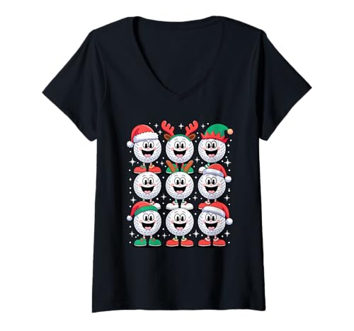 Damen Weihnachten Golfspieler Weihnachtsmannmütze Golfen Golfer T-Shirt mit V-Ausschnitt Damen Weihnachten Golfspieler Weihnachtsmannmütze Golfen Golfer T-Shirt mit V-Ausschnitt von Golfing Golf Golfer Gifts