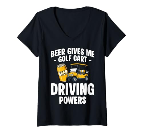 Damen Beer Gives Me Golf Cart Driving Powers T-Shirt mit V-Ausschnitt Damen Beer Gives Me Golf Cart Driving Powers T-Shirt mit V-Ausschnitt von Golfwagen Design Idee Golfer