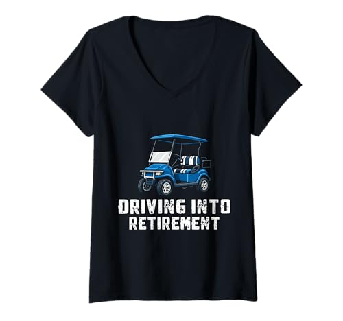 Damen Driving Into Retirement Golf Cart T-Shirt mit V-Ausschnitt Damen Driving Into Retirement Golf Cart T-Shirt mit V-Ausschnitt von Golfwagen Design Idee Golfer
