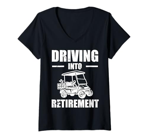 Damen Driving Into Retirement Golf Cart T-Shirt mit V-Ausschnitt Damen Driving Into Retirement Golf Cart T-Shirt mit V-Ausschnitt von Golfwagen Design Idee Golfer