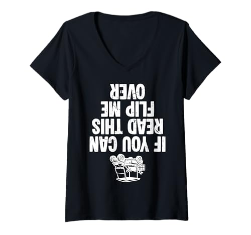 Damen If You Can Read This Flip Me Over Golf Cart T-Shirt mit V-Ausschnitt Damen If You Can Read This Flip Me Over Golf Cart T-Shirt mit V-Ausschnitt von Golfwagen Design Idee Golfer