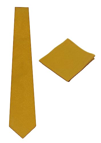 Gollate Herren-Krawatten-Set aus massivem Leinen, schmale Krawatte mit passendem Einstecktuch, senfgelb, Einheitsgröße Gollate Herren-Krawatten-Set aus massivem Leinen, schmale Krawatte mit passendem Einstecktuch, senfgelb, Einheitsgröße von Gollate