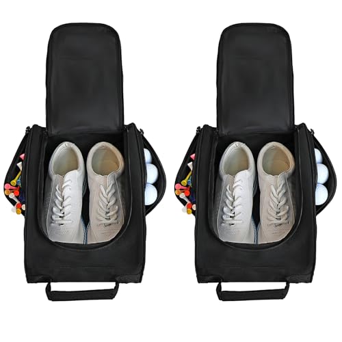 Goloni | Golf-Schuhtasche für Reisen - Schuhtragetaschen mit Reißverschluss mit Belüftung und doppelter Außentasche für Zubehör, für Socken, T-Shirts, Golfbälle usw. für Damen und Herren, 2 Stück von Goloni