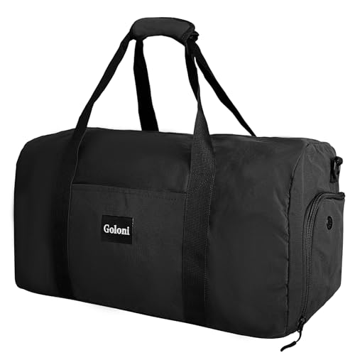 Goloni Große Reisetasche für Damen, 55,9 cm, mit Schuhfach für Reisen, Fitnessstudio, Workout, Kleidung, Gepäck, Übernachtungstaschen, Schwarz, Sport Fashion Duffel Reise Turnbeutel von Goloni