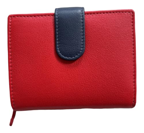 Golunski RFID-blockierende Ledergeldbörse, kompaktes dreifach gefaltetes Design, Rot und Marineblau, 11 x 9 x 3 cm, rot, Compact, Dreifach gefaltet von Golunski