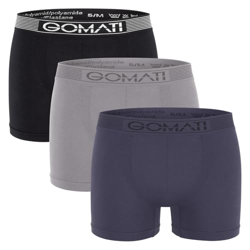 Gomati Herren Seamless Pants (3er Pack) Nahtlose Boxershorts aus Microfaser-Elasthan - Grey Tones XXL von Gomati