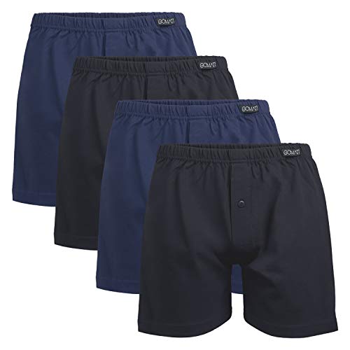 Gomati Herren Jersey Boxershorts (4 Stück) Stretch Unterhose aus Baumwolle - Schwarz-Navy S/4 von Gomati