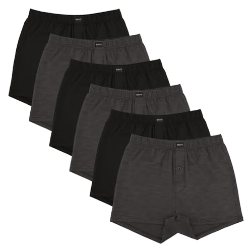 Gomati 6er Pack Herren Jersey Boxershorts - Anthrazit-Schwarz 5XL von Gomati