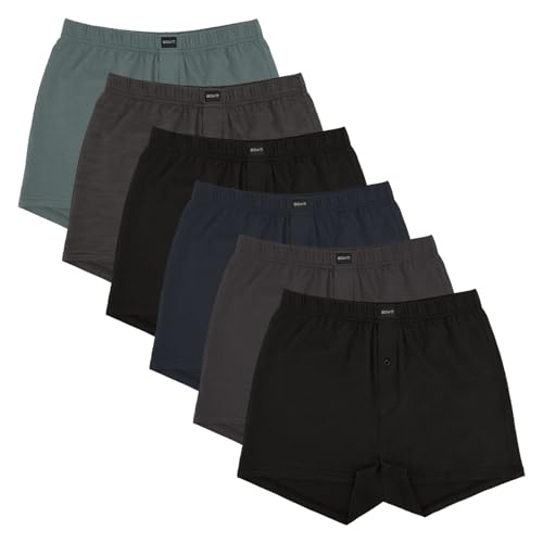 Gomati 6er Pack Herren Jersey Boxershorts - Navy-Grau-Grün XL von Gomati