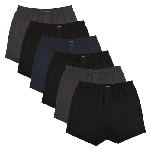 Gomati 6er Pack Herren Jersey Boxershorts - Schwarz-Grau-Navy S von Gomati