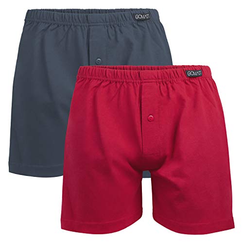 Gomati Herren Jersey Boxershorts (2 Stück) Stretch Unterhose aus Baumwolle - Anthra-Rot 4XL/10 von Gomati