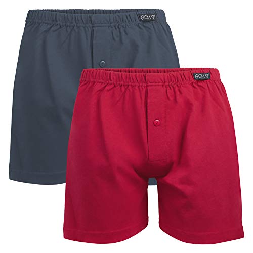 Gomati Herren Jersey Boxershorts (2 Stück) Stretch Unterhose aus Baumwolle - Anthra-Rot S/4 von Gomati