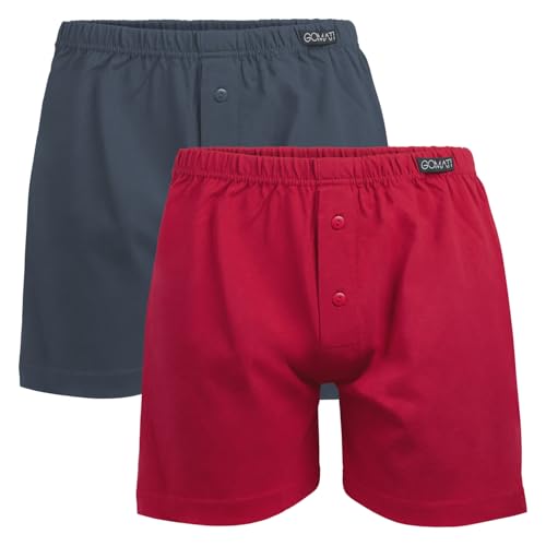 Gomati Herren Jersey Boxershorts (2 Stück) Stretch Unterhose aus Baumwolle - Anthra-Rot XL/7 von Gomati