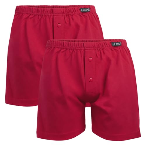 Gomati Herren Jersey Boxershorts (2 Stück) Stretch Unterhose aus Baumwolle - Deepred 4XL/10 von Gomati