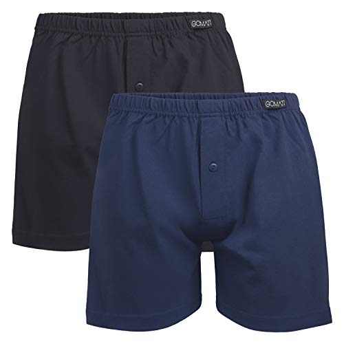 Gomati Herren Jersey Boxershorts (2 Stück) Stretch Unterhose aus Baumwolle - Schwarz-Navy 4XL/10 von Gomati