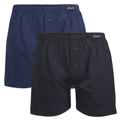 Gomati Herren Jersey Boxershorts (2 Stück) Stretch Unterhose aus Baumwolle - Schwarz-Navy XL/7 von Gomati
