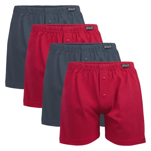 Gomati Herren Jersey Boxershorts (4 Stück) Stretch Unterhose aus Baumwolle - Anthra-Rot XXL/8 von Gomati
