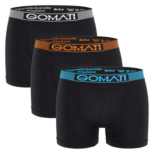 Gomati Herren Seamless Pants (3er Pack) Nahtlose Boxershorts aus Microfaser-Elasthan - Black Mix XL von Gomati