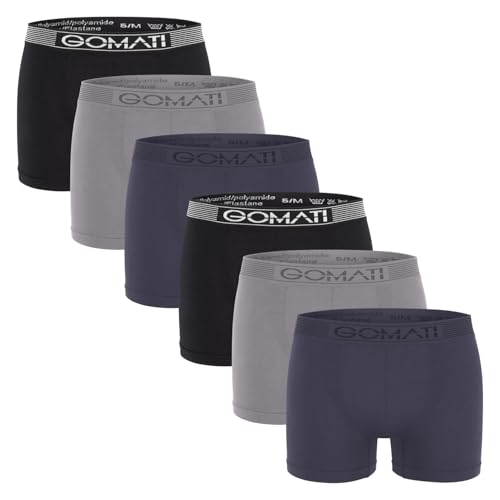 Gomati Herren Seamless Pants (6er Pack) Nahtlose Boxershorts aus Microfaser-Elasthan - Grey Tones XXL von Gomati