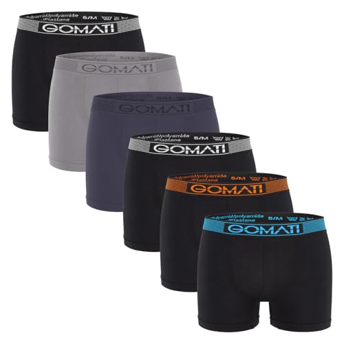 Gomati Herren Seamless Pants (6er Pack) Nahtlose Boxershorts aus Microfaser-Elasthan - Black Grey Mix XL von Gomati