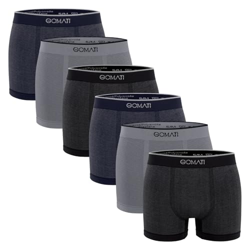 Gomati Herren Seamless Pants (6er Pack) Nahtlose Boxershorts aus Microfaser-Elasthan - Mix XL von Gomati