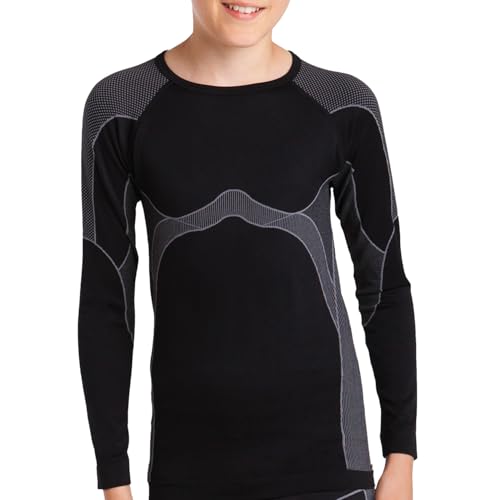 Gomati Kinder Thermo Hemd Seamless Funktionswäsche schnelltrocknend - Grau 146-152 von Gomati