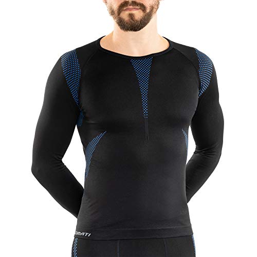 Gomati Herren Thermo Unterhemd Seamless Funktionswäsche schnelltrocknend - Blau L-XL von Gomati