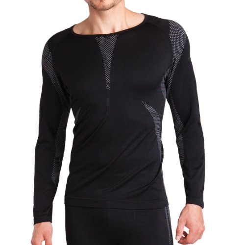 Gomati Herren Thermo Unterhemd Seamless Funktionswäsche schnelltrocknend - Grau L-XL von Gomati