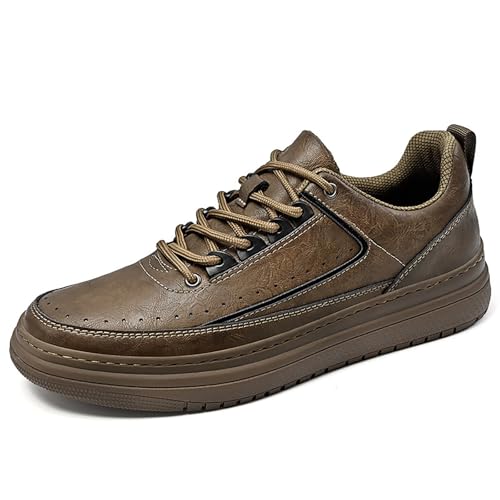 Herren-Sneaker, Leder, modisch, rutschfest, bequem, Anzugschuhe für Herren, lässig, Oxford-Sneaker, Khaki, 44 EU Herren-Sneaker, Leder, modisch, rutschfest, bequem, Anzugschuhe für Herren, lässig, Oxford-Sneaker, Khaki, 44 EU von Gomehui