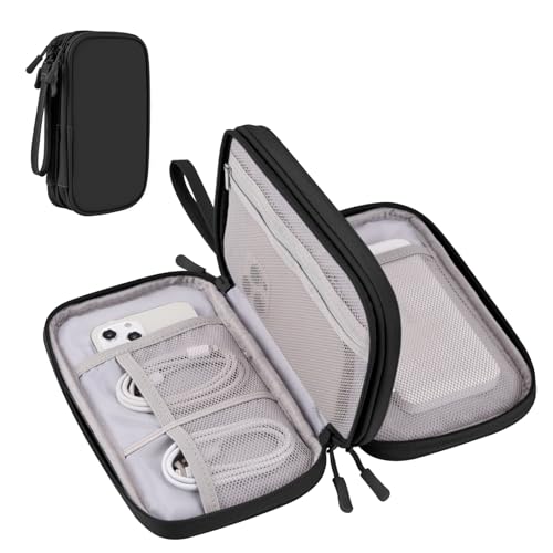 Gomilia Elektronische Organizer-Reisetasche, Tech-Kabeltasche für Kabel/Ladegerät/Zubehör/Handy/Powerbank, Schwarz von Gomilia