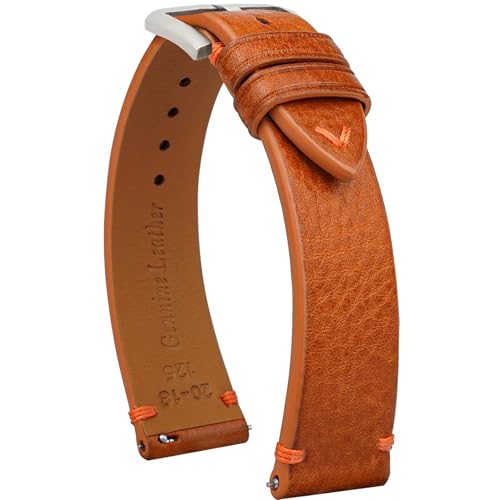 Quick Release Lederarmband, Öl Wachs Leder Uhrenarmbänder, Italienische Kalbsleder Uhrenarmbänder Ersatzband für Männer Frauen 16 18 19 20 21 22mm (20mm, Braun/Silberne Schnalle/Orange Kordel) Quick Release Lederarmband, Öl Wachs Leder Uhrenarmbänder, Italienische Kalbsleder Uhrenarmbänder Ersatzband für Männer Frauen 16 18 19 20 21 22mm (20mm, Braun/Silberne Schnalle/Orange Kordel) von Gomvadr