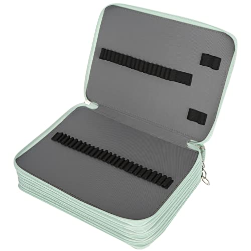 Gonetre Federmäppchen mit 200 Fächern, Rosenmuster, Stifthalter, 4-lagig, Aufbewahrungstasche für Schreibwaren, Rose auf grünem Hintergrund, Reise-Kleidertasche von Gonetre