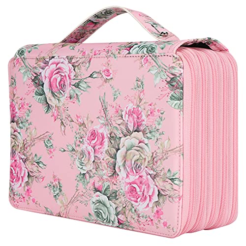 Gonetre Federmäppchen mit 252 Fächern und Reißverschluss, Tragbares PU, Stifthalter, 5 Schichten, Handschlaufe, Wandaufhängung, Großes Fassungsvermögen, Leicht zu Tragen (Stiftung stieg) von Gonetre