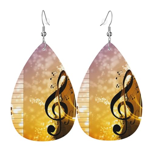 Abstrakte Musik-Damen-Ohrringe in Tropfenform aus Leder sind geeignet für Partys, Feiertagsfeiern und Geschenke., Einheitsgröße von Gongjuy