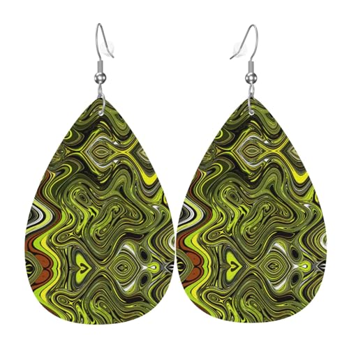 Abstrakte grüne Schlangen-Damen-Ohrringe in Tropfenform aus Leder sind geeignet für Partys, Urlaubspartys und Geschenke., Einheitsgröße von Gongjuy