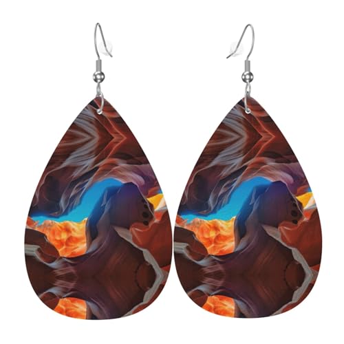 Antelope Canyon Damen-Ohrhänger aus Leder in Tropfenform sind geeignet für Partys, Urlaubspartys und Geschenke., Einheitsgröße von Gongjuy