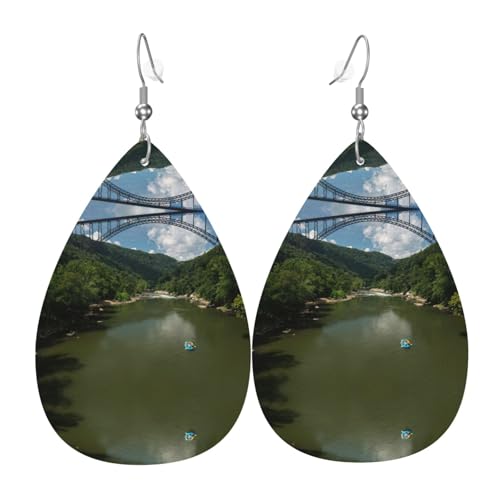 Architecture Mountains Damen-Ohrhänger aus Leder in Tropfenform sind geeignet für Partys, Urlaubspartys und Geschenke., Einheitsgröße von Gongjuy