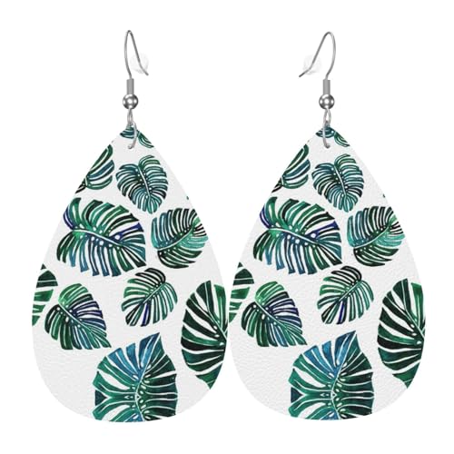 Bananenblätter Damen-Ohrringe in Tropfenform aus Leder sind geeignet für Partys, Feiertagsfeiern und Geschenke., Einheitsgröße von Gongjuy