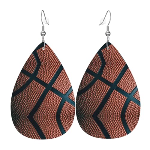 Basketball-Sport-Damen-Ohrringe aus Leder in Tropfenform sind geeignet für Partys, Urlaubspartys und Geschenke., Einheitsgröße von Gongjuy