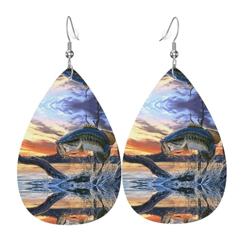 Bass-Angel-Wellen-Damen-Ohrhänger aus Leder sind geeignet für Partys, Urlaubspartys und Geschenke., Einheitsgröße von Gongjuy