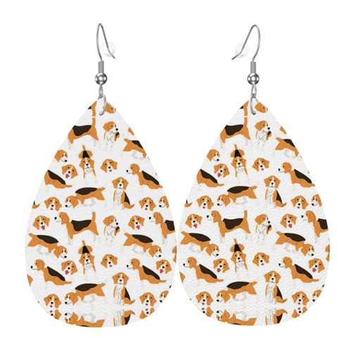 Beagle Dog Damen-Ohrhänger in Tropfenform aus Leder sind geeignet für Partys, Urlaubspartys und Geschenke., Einheitsgröße Beagle Dog Damen-Ohrhänger in Tropfenform aus Leder sind geeignet für Partys, Urlaubspartys und Geschenke., Einheitsgröße von Gongjuy