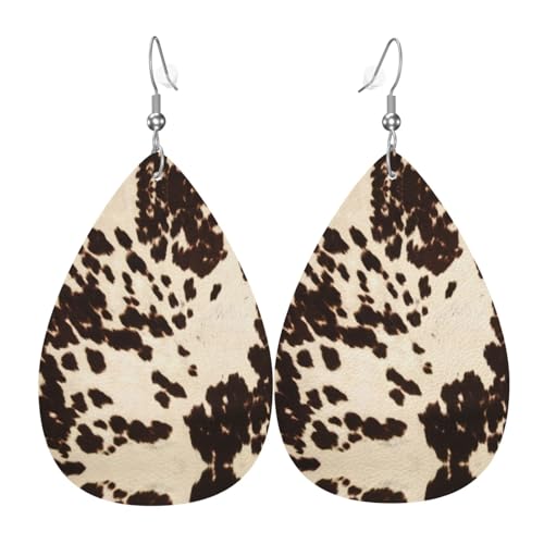 Braune Damen-Ohrringe aus Rindsleder in Tropfenform sind geeignet für Partys, Feiertagsfeiern und Geschenke., Einheitsgröße von Gongjuy