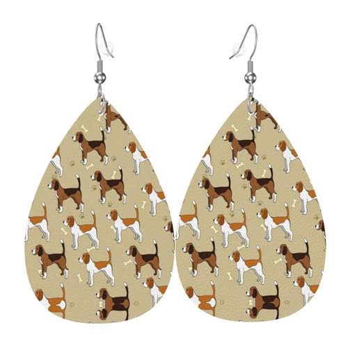 Cartoon-Beagle-Hunde-Damen-Ohrhänger in Tropfenform aus Leder sind geeignet für Partys, Urlaubspartys und Geschenke., Einheitsgröße von Gongjuy