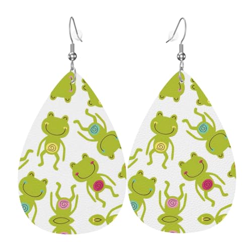 Cartoon-Frosch-Damen-Ohrhänger aus Leder sind geeignet für Partys, Feiertagsfeiern und Geschenke., Einheitsgröße von Gongjuy